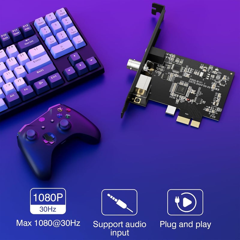 DigitPro PCIE Video Capture Card, HDMI Capture Card for Streaming, Gaming & Recording, HDMI Video Capture Board, Pass-Through with Ultra-Low Latency on Windows 8, 10, 11 & Linux - Image 4